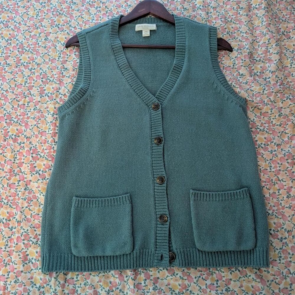 Appleseed's Women's Green and Blue Sweater Vest